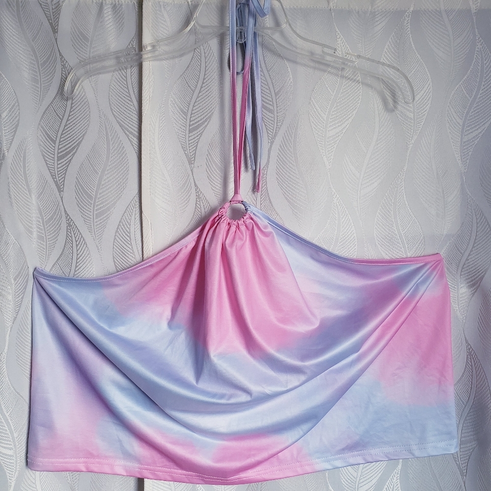 Shein Watercolor Halterneck Crop Top